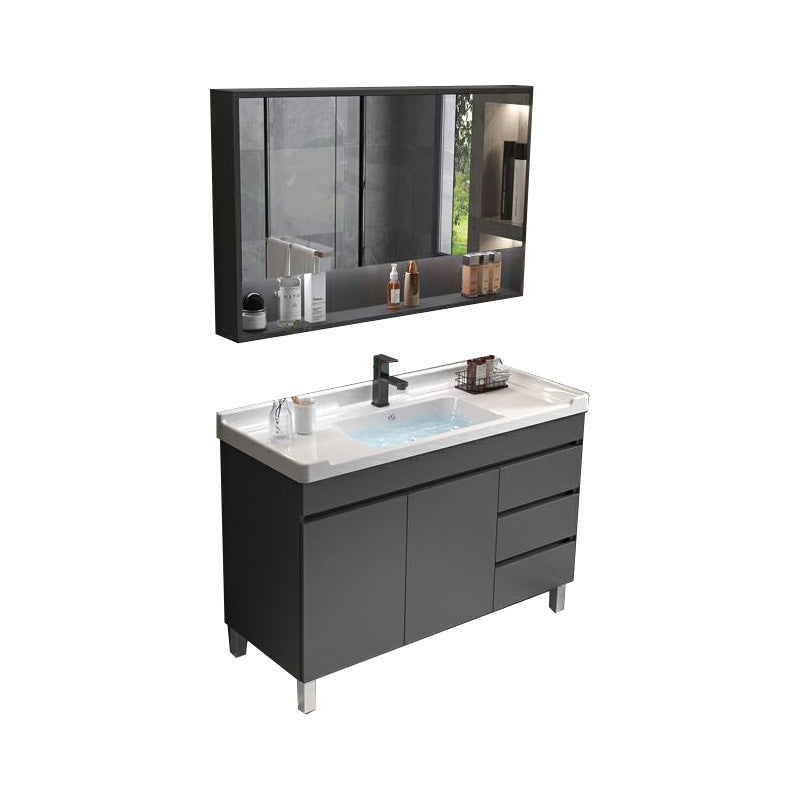 Grey Modern Solid Wood Single-Sink Open Console with Sink Set 36"L x 19"W x 32"H Clearhalo 'Bathroom Remodel & Bathroom Fixtures' 'Bathroom Vanities' 'bathroom_vanities' 'Home Improvement' 'home_improvement' 'home_improvement_bathroom_vanities' 8215799