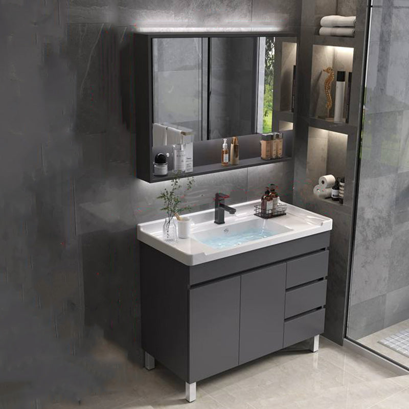 Grey Modern Solid Wood Single-Sink Open Console with Sink Set 32"L x 19"W x 32"H Clearhalo 'Bathroom Remodel & Bathroom Fixtures' 'Bathroom Vanities' 'bathroom_vanities' 'Home Improvement' 'home_improvement' 'home_improvement_bathroom_vanities' 8215802