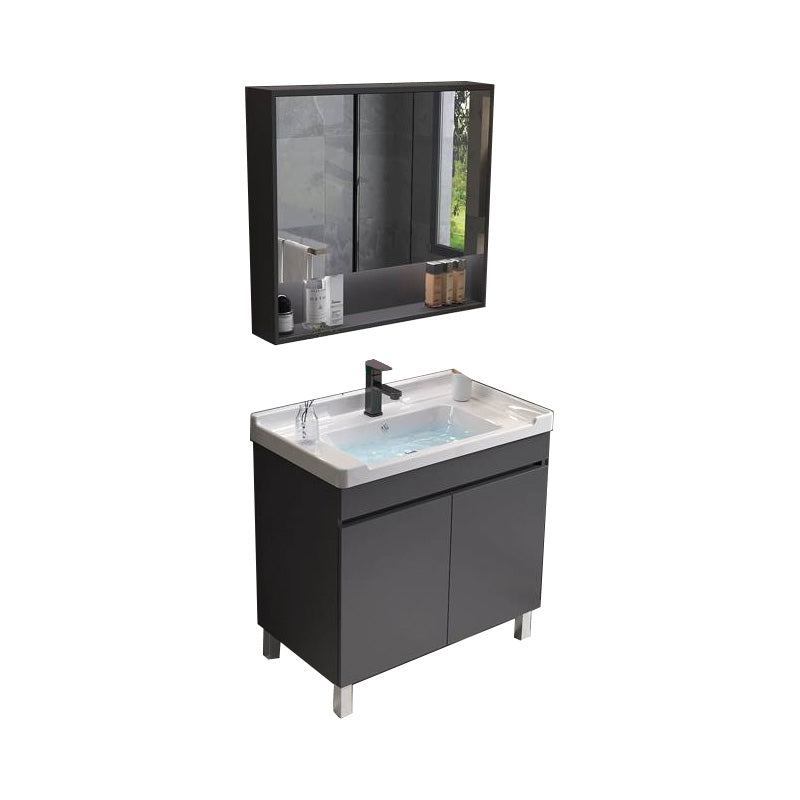 Grey Modern Solid Wood Single-Sink Open Console with Sink Set 24"L x 19"W x 32"H Clearhalo 'Bathroom Remodel & Bathroom Fixtures' 'Bathroom Vanities' 'bathroom_vanities' 'Home Improvement' 'home_improvement' 'home_improvement_bathroom_vanities' 8215803