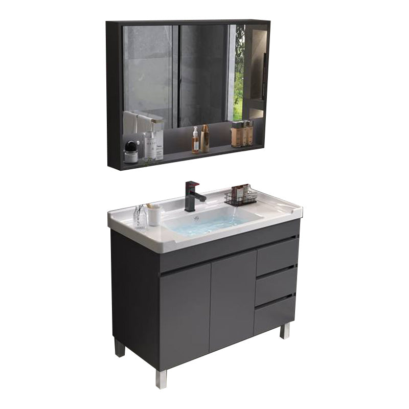 Grey Modern Solid Wood Single-Sink Open Console with Sink Set Clearhalo 'Bathroom Remodel & Bathroom Fixtures' 'Bathroom Vanities' 'bathroom_vanities' 'Home Improvement' 'home_improvement' 'home_improvement_bathroom_vanities' 8215806