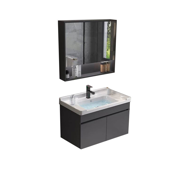 Grey Modern Solid Wood Single-Sink Open Console with Sink Set 28"L x 19"W x 20"H Clearhalo 'Bathroom Remodel & Bathroom Fixtures' 'Bathroom Vanities' 'bathroom_vanities' 'Home Improvement' 'home_improvement' 'home_improvement_bathroom_vanities' 8215807