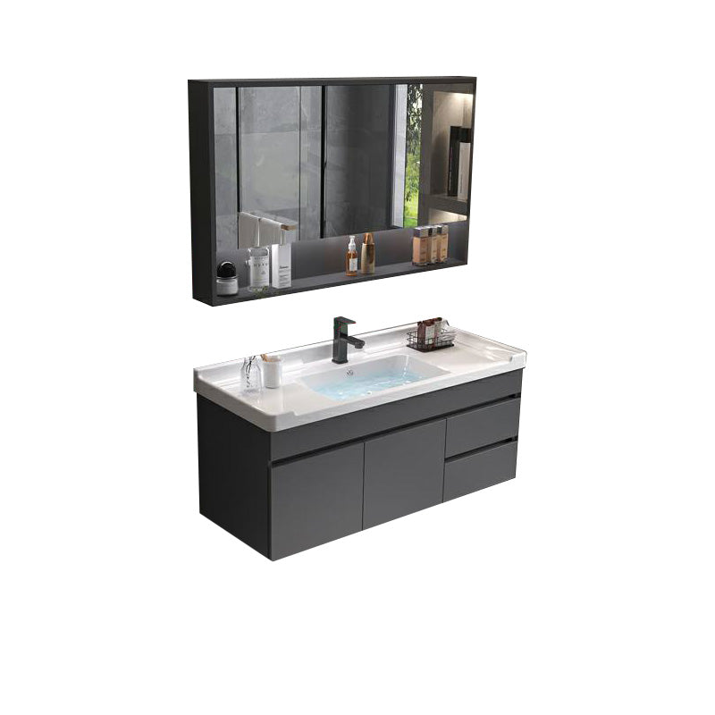 Grey Modern Solid Wood Single-Sink Open Console with Sink Set 36"L x 19"W x 20"H Clearhalo 'Bathroom Remodel & Bathroom Fixtures' 'Bathroom Vanities' 'bathroom_vanities' 'Home Improvement' 'home_improvement' 'home_improvement_bathroom_vanities' 8215809