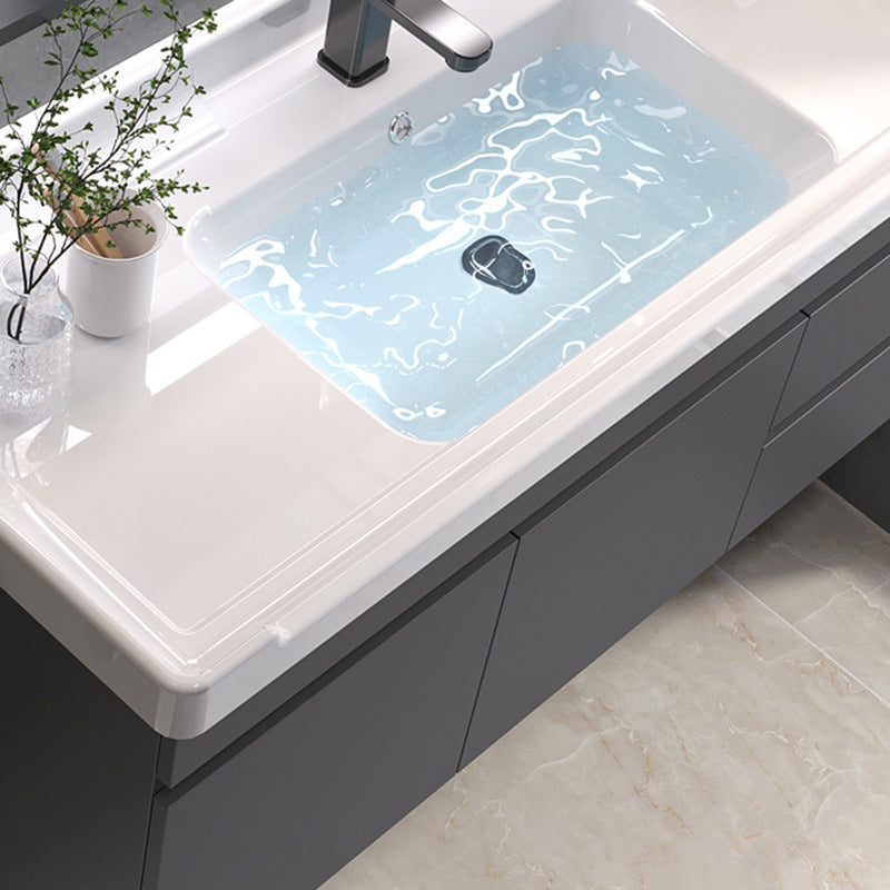 Grey Modern Solid Wood Single-Sink Open Console with Sink Set Clearhalo 'Bathroom Remodel & Bathroom Fixtures' 'Bathroom Vanities' 'bathroom_vanities' 'Home Improvement' 'home_improvement' 'home_improvement_bathroom_vanities' 8215811