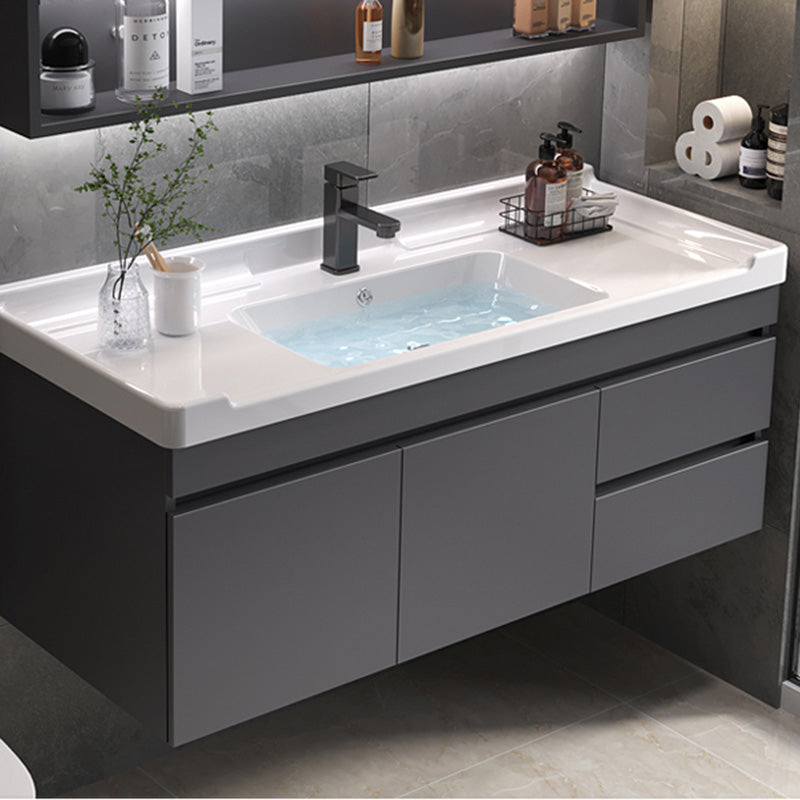 Grey Modern Solid Wood Single-Sink Open Console with Sink Set Clearhalo 'Bathroom Remodel & Bathroom Fixtures' 'Bathroom Vanities' 'bathroom_vanities' 'Home Improvement' 'home_improvement' 'home_improvement_bathroom_vanities' 8215817