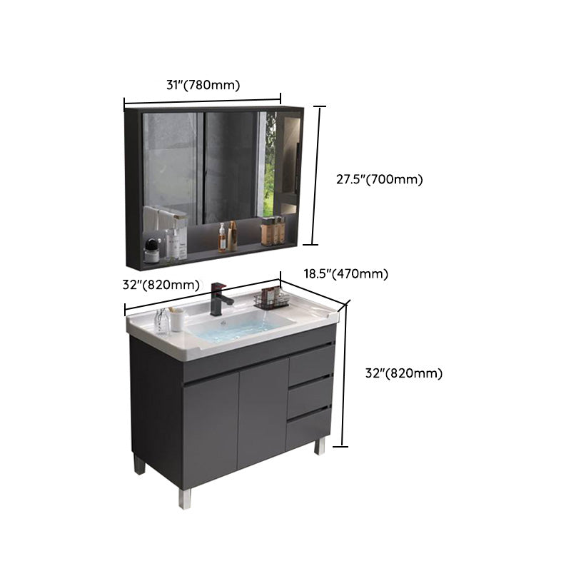 Grey Modern Solid Wood Single-Sink Open Console with Sink Set Clearhalo 'Bathroom Remodel & Bathroom Fixtures' 'Bathroom Vanities' 'bathroom_vanities' 'Home Improvement' 'home_improvement' 'home_improvement_bathroom_vanities' 8215820