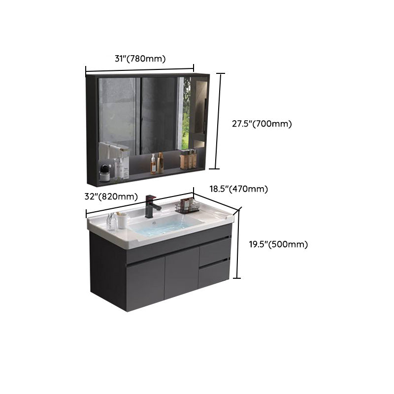 Grey Modern Solid Wood Single-Sink Open Console with Sink Set Clearhalo 'Bathroom Remodel & Bathroom Fixtures' 'Bathroom Vanities' 'bathroom_vanities' 'Home Improvement' 'home_improvement' 'home_improvement_bathroom_vanities' 8215826