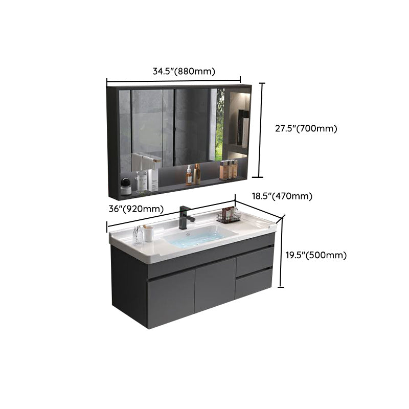 Grey Modern Solid Wood Single-Sink Open Console with Sink Set Clearhalo 'Bathroom Remodel & Bathroom Fixtures' 'Bathroom Vanities' 'bathroom_vanities' 'Home Improvement' 'home_improvement' 'home_improvement_bathroom_vanities' 8215827