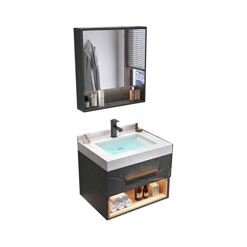 Wall Mount Single-Sink Modern Black Open Console with Sink Set 24"L x 20"W x 21"H 1 Clearhalo 'Bathroom Remodel & Bathroom Fixtures' 'Bathroom Vanities' 'bathroom_vanities' 'Home Improvement' 'home_improvement' 'home_improvement_bathroom_vanities' 8215840
