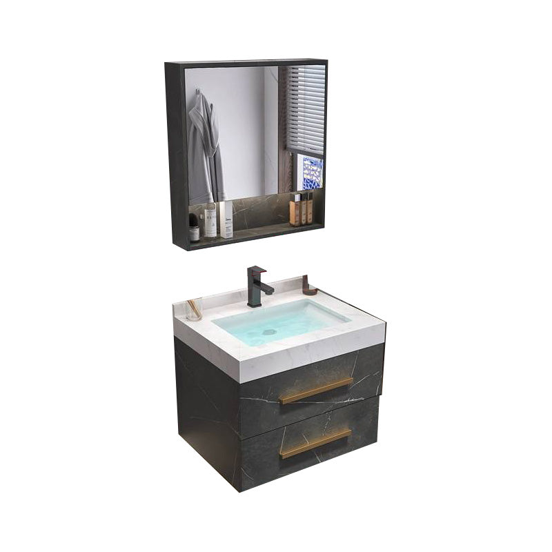 Wall Mount Single-Sink Modern Black Open Console with Sink Set 24"L x 20"W x 21"H 2 Clearhalo 'Bathroom Remodel & Bathroom Fixtures' 'Bathroom Vanities' 'bathroom_vanities' 'Home Improvement' 'home_improvement' 'home_improvement_bathroom_vanities' 8215844