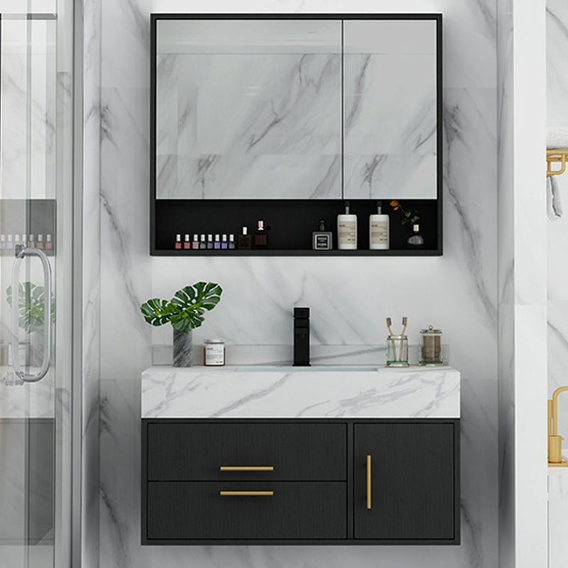 Fashionable Bathroom Vanity Set Wall-Mounted Open Shelf Faucet Included Black Clearhalo 'Bathroom Remodel & Bathroom Fixtures' 'Bathroom Vanities' 'bathroom_vanities' 'Home Improvement' 'home_improvement' 'home_improvement_bathroom_vanities' 8215867