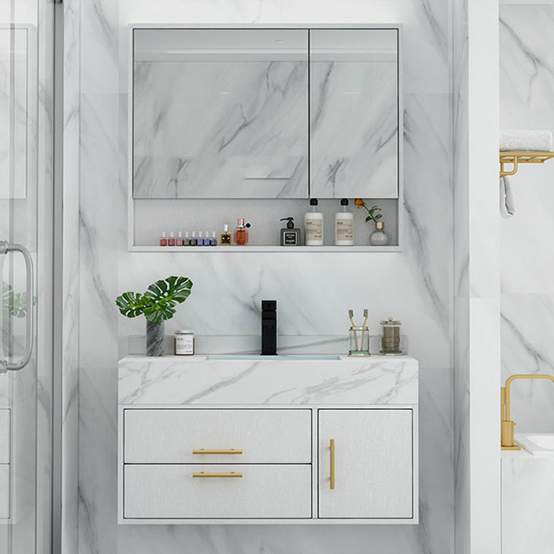 Fashionable Bathroom Vanity Set Wall-Mounted Open Shelf Faucet Included White Clearhalo 'Bathroom Remodel & Bathroom Fixtures' 'Bathroom Vanities' 'bathroom_vanities' 'Home Improvement' 'home_improvement' 'home_improvement_bathroom_vanities' 8215868