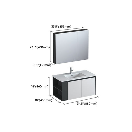 Trendy Bathroom Vanity Set 2 Doors Wall Mount Open Shelf Faucet Included Clearhalo 'Bathroom Remodel & Bathroom Fixtures' 'Bathroom Vanities' 'bathroom_vanities' 'Home Improvement' 'home_improvement' 'home_improvement_bathroom_vanities' 8215893