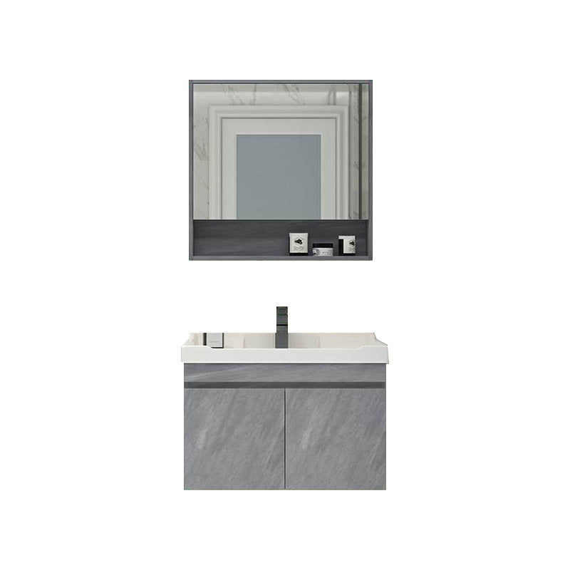 Modern Bathroom Sink Vanity Open Shelf Wall-Mounted Ceramic Top 24"L x 19"W x 20"H Gray Clearhalo 'Bathroom Remodel & Bathroom Fixtures' 'Bathroom Vanities' 'bathroom_vanities' 'Home Improvement' 'home_improvement' 'home_improvement_bathroom_vanities' 8215896