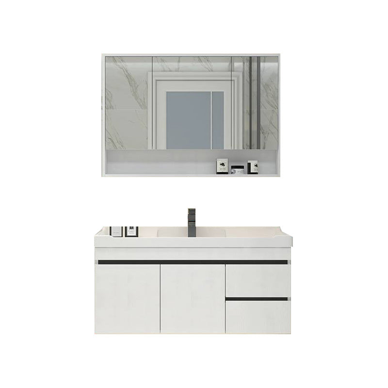 Modern Bathroom Sink Vanity Open Shelf Wall-Mounted Ceramic Top 36"L x 19"W x 20"H White Clearhalo 'Bathroom Remodel & Bathroom Fixtures' 'Bathroom Vanities' 'bathroom_vanities' 'Home Improvement' 'home_improvement' 'home_improvement_bathroom_vanities' 8215897