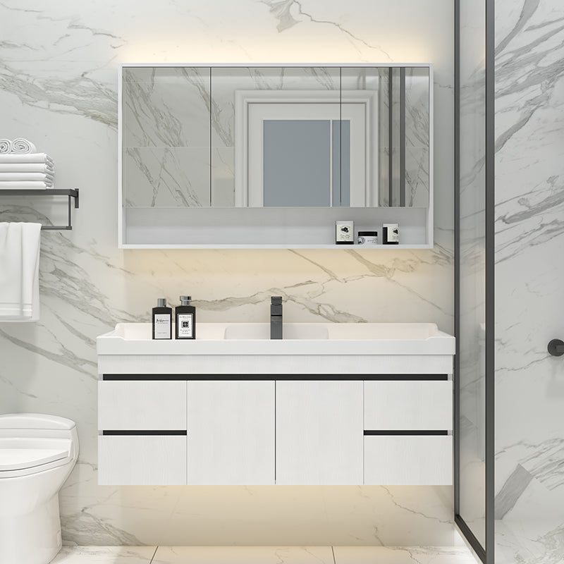 Modern Bathroom Sink Vanity Open Shelf Wall-Mounted Ceramic Top Clearhalo 'Bathroom Remodel & Bathroom Fixtures' 'Bathroom Vanities' 'bathroom_vanities' 'Home Improvement' 'home_improvement' 'home_improvement_bathroom_vanities' 8215898