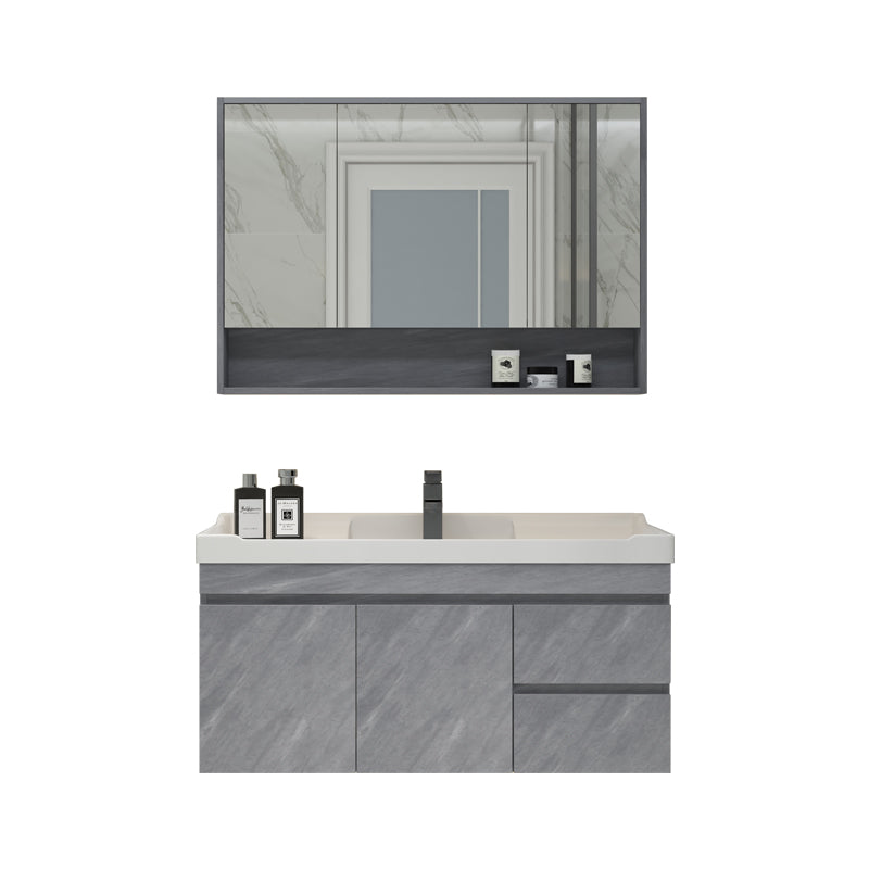 Modern Bathroom Sink Vanity Open Shelf Wall-Mounted Ceramic Top Clearhalo 'Bathroom Remodel & Bathroom Fixtures' 'Bathroom Vanities' 'bathroom_vanities' 'Home Improvement' 'home_improvement' 'home_improvement_bathroom_vanities' 8215903