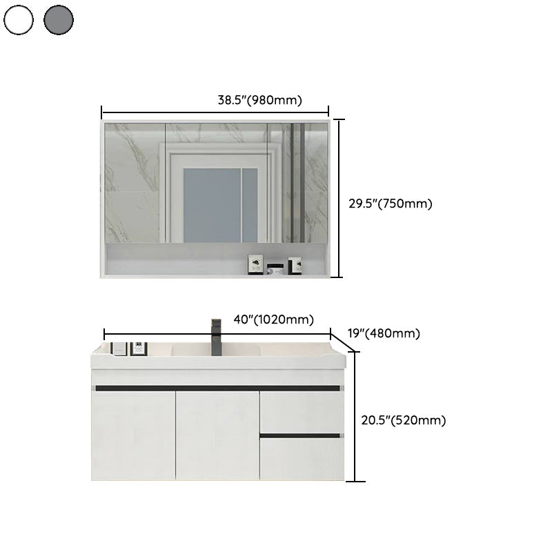 Modern Bathroom Sink Vanity Open Shelf Wall-Mounted Ceramic Top Clearhalo 'Bathroom Remodel & Bathroom Fixtures' 'Bathroom Vanities' 'bathroom_vanities' 'Home Improvement' 'home_improvement' 'home_improvement_bathroom_vanities' 8215918