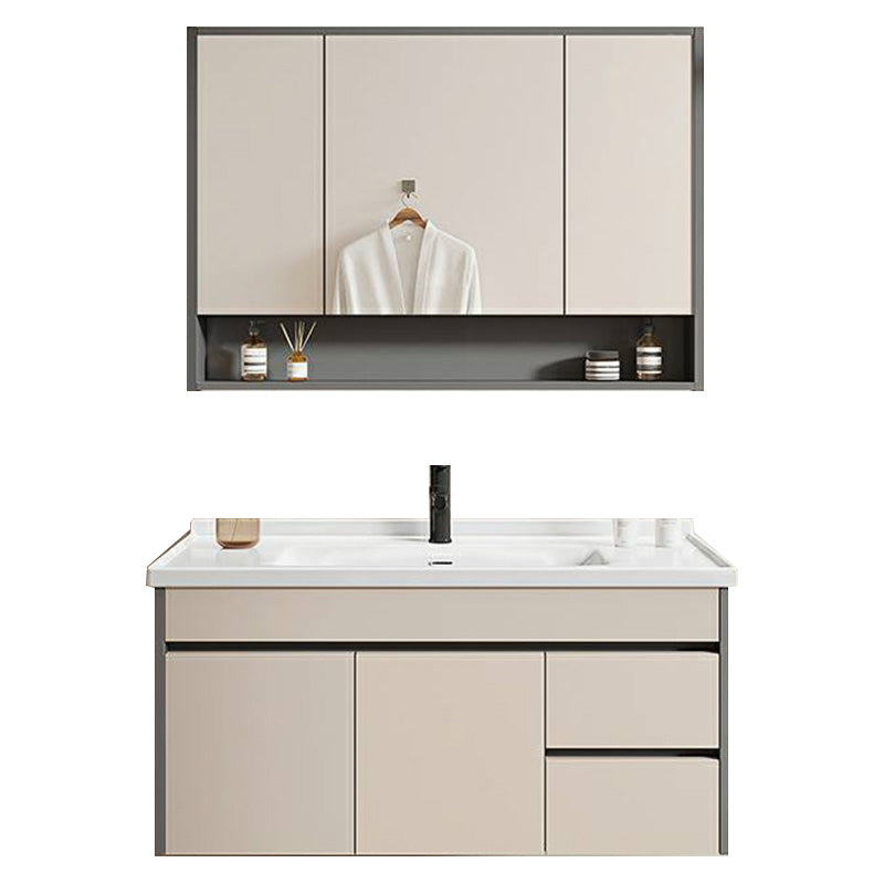 Contemporary Bathroom Sink Vanity Wall Mount Open Shelf with Soft Close Door Clearhalo 'Bathroom Remodel & Bathroom Fixtures' 'Bathroom Vanities' 'bathroom_vanities' 'Home Improvement' 'home_improvement' 'home_improvement_bathroom_vanities' 8215931