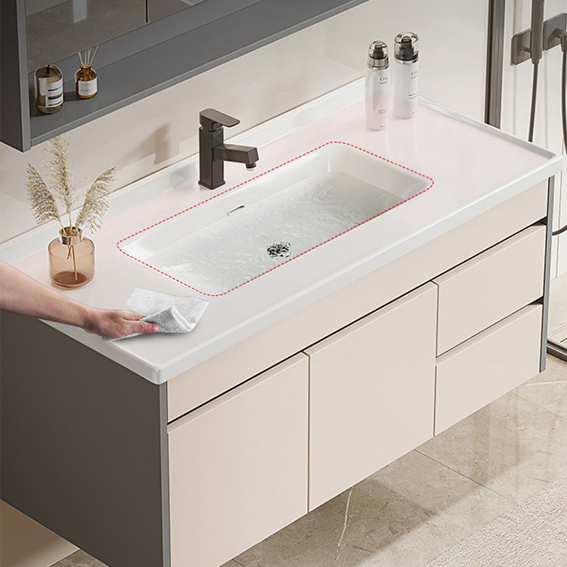 Contemporary Bathroom Sink Vanity Wall Mount Open Shelf with Soft Close Door Clearhalo 'Bathroom Remodel & Bathroom Fixtures' 'Bathroom Vanities' 'bathroom_vanities' 'Home Improvement' 'home_improvement' 'home_improvement_bathroom_vanities' 8215933