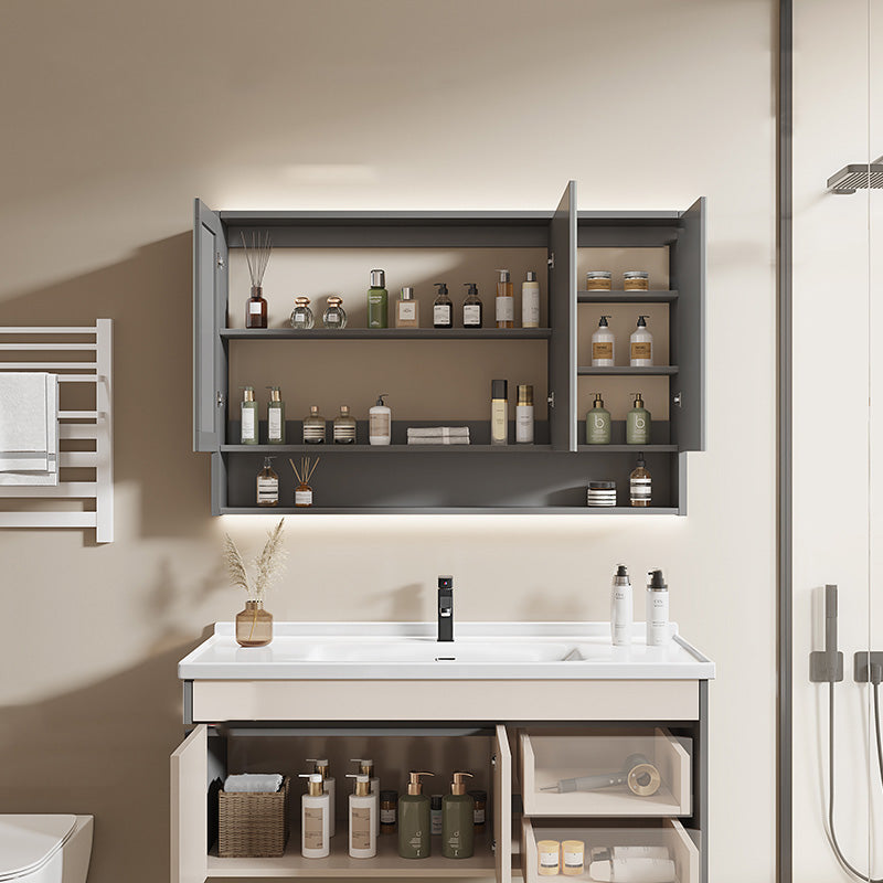 Contemporary Bathroom Sink Vanity Wall Mount Open Shelf with Soft Close Door Clearhalo 'Bathroom Remodel & Bathroom Fixtures' 'Bathroom Vanities' 'bathroom_vanities' 'Home Improvement' 'home_improvement' 'home_improvement_bathroom_vanities' 8215937