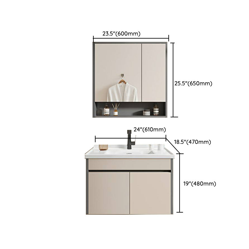 Contemporary Bathroom Sink Vanity Wall Mount Open Shelf with Soft Close Door Clearhalo 'Bathroom Remodel & Bathroom Fixtures' 'Bathroom Vanities' 'bathroom_vanities' 'Home Improvement' 'home_improvement' 'home_improvement_bathroom_vanities' 8215939