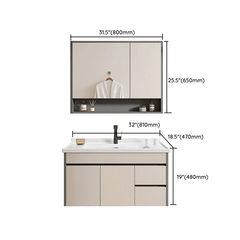 Contemporary Bathroom Sink Vanity Wall Mount Open Shelf with Soft Close Door Clearhalo 'Bathroom Remodel & Bathroom Fixtures' 'Bathroom Vanities' 'bathroom_vanities' 'Home Improvement' 'home_improvement' 'home_improvement_bathroom_vanities' 8215941