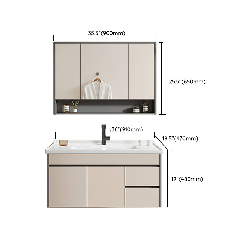 Contemporary Bathroom Sink Vanity Wall Mount Open Shelf with Soft Close Door Clearhalo 'Bathroom Remodel & Bathroom Fixtures' 'Bathroom Vanities' 'bathroom_vanities' 'Home Improvement' 'home_improvement' 'home_improvement_bathroom_vanities' 8215942