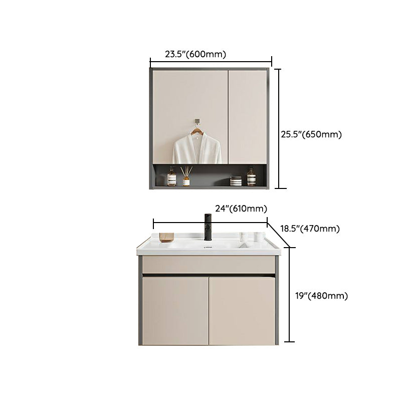 Contemporary Bathroom Sink Vanity Wall Mount Open Shelf with Soft Close Door Clearhalo 'Bathroom Remodel & Bathroom Fixtures' 'Bathroom Vanities' 'bathroom_vanities' 'Home Improvement' 'home_improvement' 'home_improvement_bathroom_vanities' 8215945
