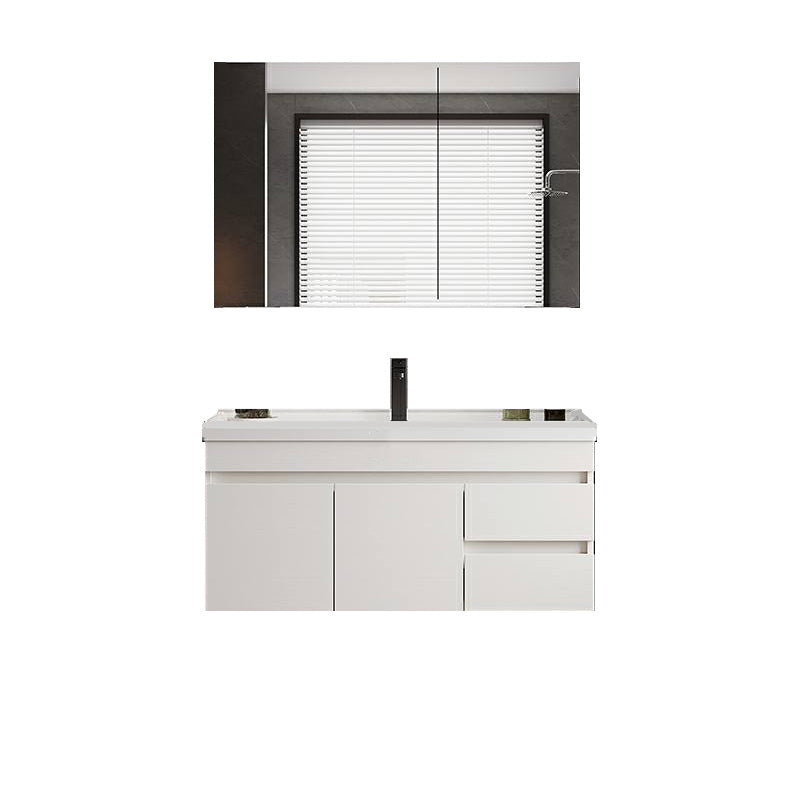 White Modern Wood Rectangular Open Console with Sink Set Faucet Included 32"L x 19"W x 19"H Clearhalo 'Bathroom Remodel & Bathroom Fixtures' 'Bathroom Vanities' 'bathroom_vanities' 'Home Improvement' 'home_improvement' 'home_improvement_bathroom_vanities' 8215952