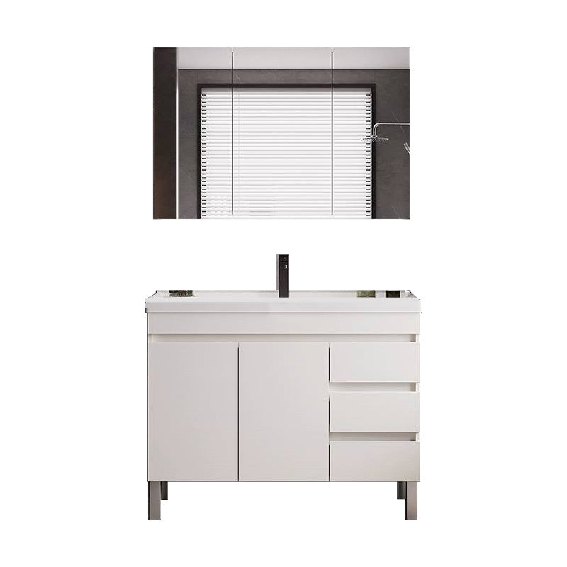 White Modern Wood Rectangular Open Console with Sink Set Faucet Included 36"L x 19"W x 31"H Clearhalo 'Bathroom Remodel & Bathroom Fixtures' 'Bathroom Vanities' 'bathroom_vanities' 'Home Improvement' 'home_improvement' 'home_improvement_bathroom_vanities' 8215955