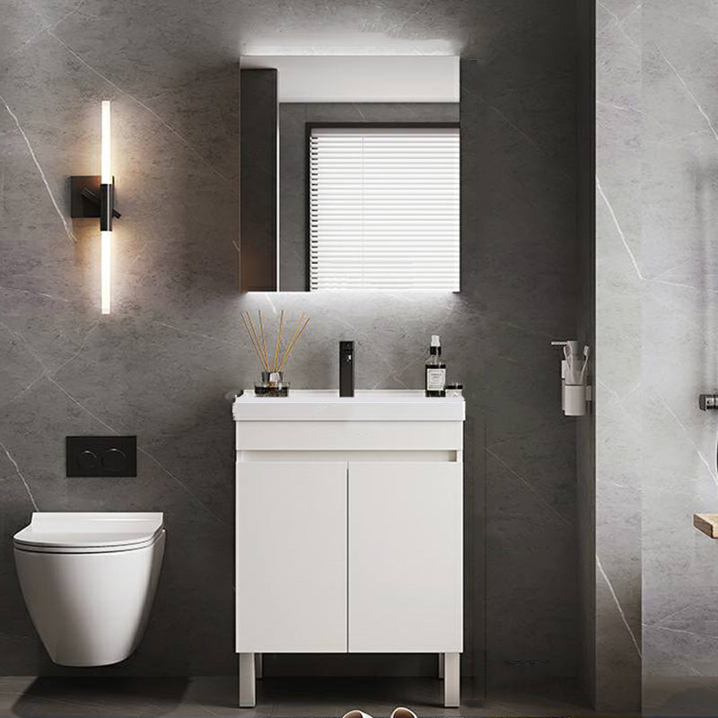 White Modern Wood Rectangular Open Console with Sink Set Faucet Included 24"L x 19"W x 31"H Clearhalo 'Bathroom Remodel & Bathroom Fixtures' 'Bathroom Vanities' 'bathroom_vanities' 'Home Improvement' 'home_improvement' 'home_improvement_bathroom_vanities' 8215956