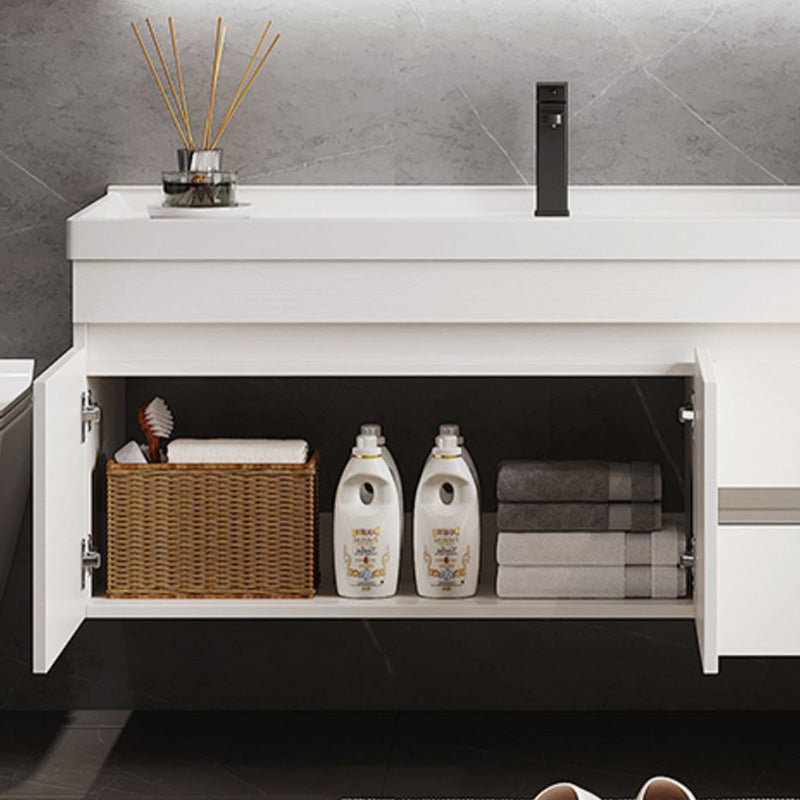 White Modern Wood Rectangular Open Console with Sink Set Faucet Included Clearhalo 'Bathroom Remodel & Bathroom Fixtures' 'Bathroom Vanities' 'bathroom_vanities' 'Home Improvement' 'home_improvement' 'home_improvement_bathroom_vanities' 8215958