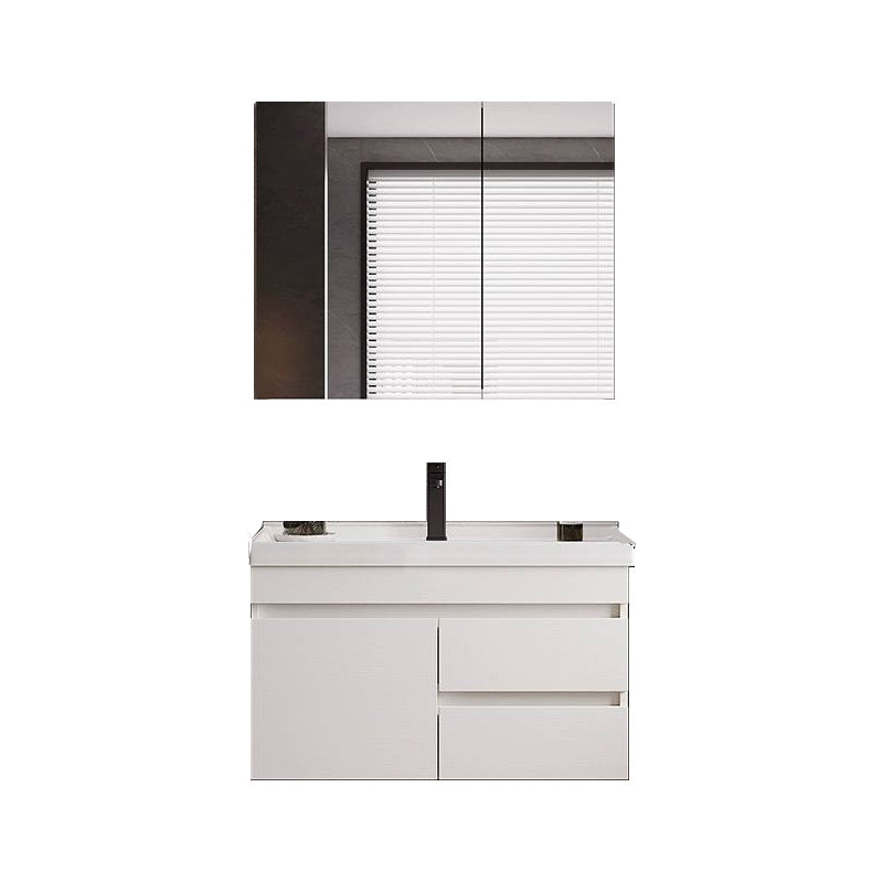 White Modern Wood Rectangular Open Console with Sink Set Faucet Included 28"L x 19"W x 19"H Clearhalo 'Bathroom Remodel & Bathroom Fixtures' 'Bathroom Vanities' 'bathroom_vanities' 'Home Improvement' 'home_improvement' 'home_improvement_bathroom_vanities' 8215959