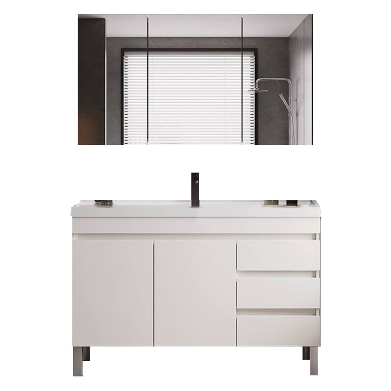 White Modern Wood Rectangular Open Console with Sink Set Faucet Included Clearhalo 'Bathroom Remodel & Bathroom Fixtures' 'Bathroom Vanities' 'bathroom_vanities' 'Home Improvement' 'home_improvement' 'home_improvement_bathroom_vanities' 8215960
