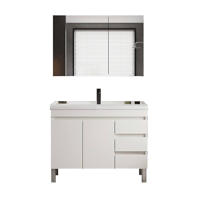White Modern Wood Rectangular Open Console with Sink Set Faucet Included 32"L x 19"W x 31"H Clearhalo 'Bathroom Remodel & Bathroom Fixtures' 'Bathroom Vanities' 'bathroom_vanities' 'Home Improvement' 'home_improvement' 'home_improvement_bathroom_vanities' 8215965