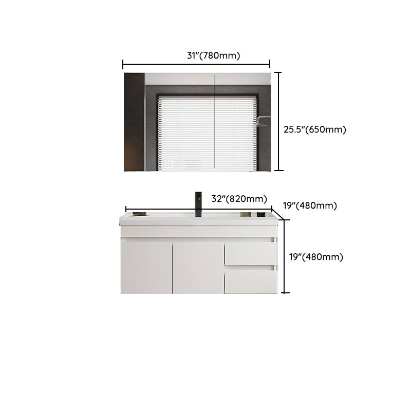 White Modern Wood Rectangular Open Console with Sink Set Faucet Included Clearhalo 'Bathroom Remodel & Bathroom Fixtures' 'Bathroom Vanities' 'bathroom_vanities' 'Home Improvement' 'home_improvement' 'home_improvement_bathroom_vanities' 8215971