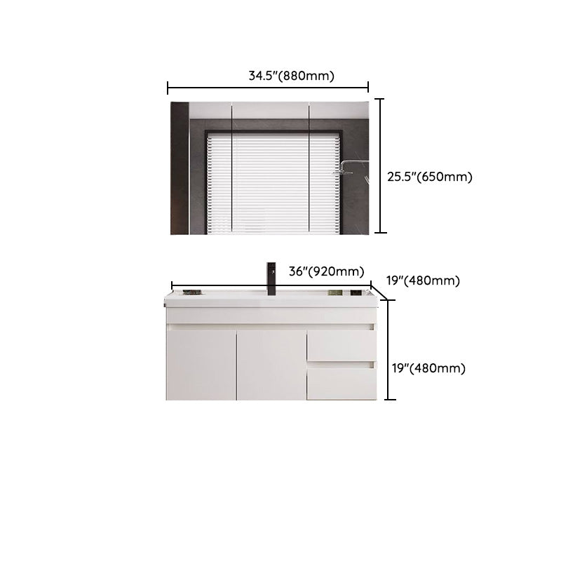White Modern Wood Rectangular Open Console with Sink Set Faucet Included Clearhalo 'Bathroom Remodel & Bathroom Fixtures' 'Bathroom Vanities' 'bathroom_vanities' 'Home Improvement' 'home_improvement' 'home_improvement_bathroom_vanities' 8215972