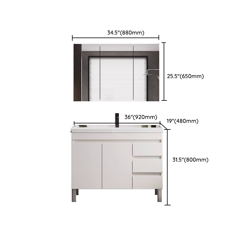 White Modern Wood Rectangular Open Console with Sink Set Faucet Included Clearhalo 'Bathroom Remodel & Bathroom Fixtures' 'Bathroom Vanities' 'bathroom_vanities' 'Home Improvement' 'home_improvement' 'home_improvement_bathroom_vanities' 8215975