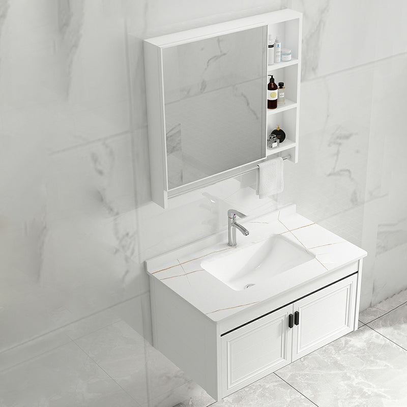 White Modern Single-Sink Wall Mount Open Console with Sink Set Vanity & Faucet & Mirror Cabinet Towel Bar Included Clearhalo 'Bathroom Remodel & Bathroom Fixtures' 'Bathroom Vanities' 'bathroom_vanities' 'Home Improvement' 'home_improvement' 'home_improvement_bathroom_vanities' 8216681
