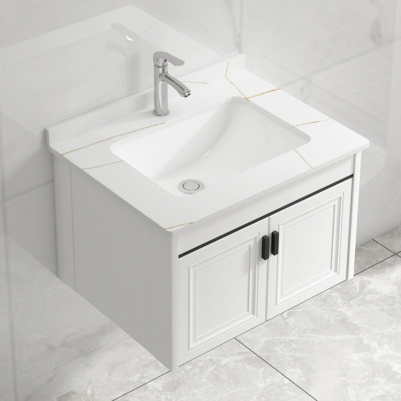 White Modern Single-Sink Wall Mount Open Console with Sink Set Clearhalo 'Bathroom Remodel & Bathroom Fixtures' 'Bathroom Vanities' 'bathroom_vanities' 'Home Improvement' 'home_improvement' 'home_improvement_bathroom_vanities' 8216683