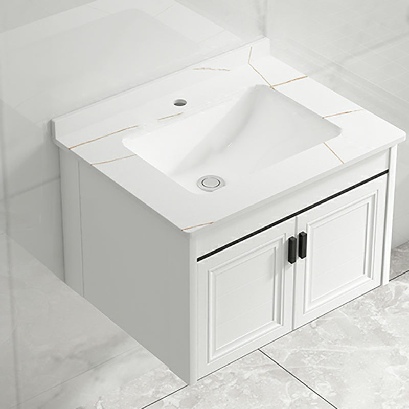 White Modern Single-Sink Wall Mount Open Console with Sink Set Bathroom Vanity 23.6"L x 18.5"W x 18.1"H Towel Bar Not Included Clearhalo 'Bathroom Remodel & Bathroom Fixtures' 'Bathroom Vanities' 'bathroom_vanities' 'Home Improvement' 'home_improvement' 'home_improvement_bathroom_vanities' 8216684