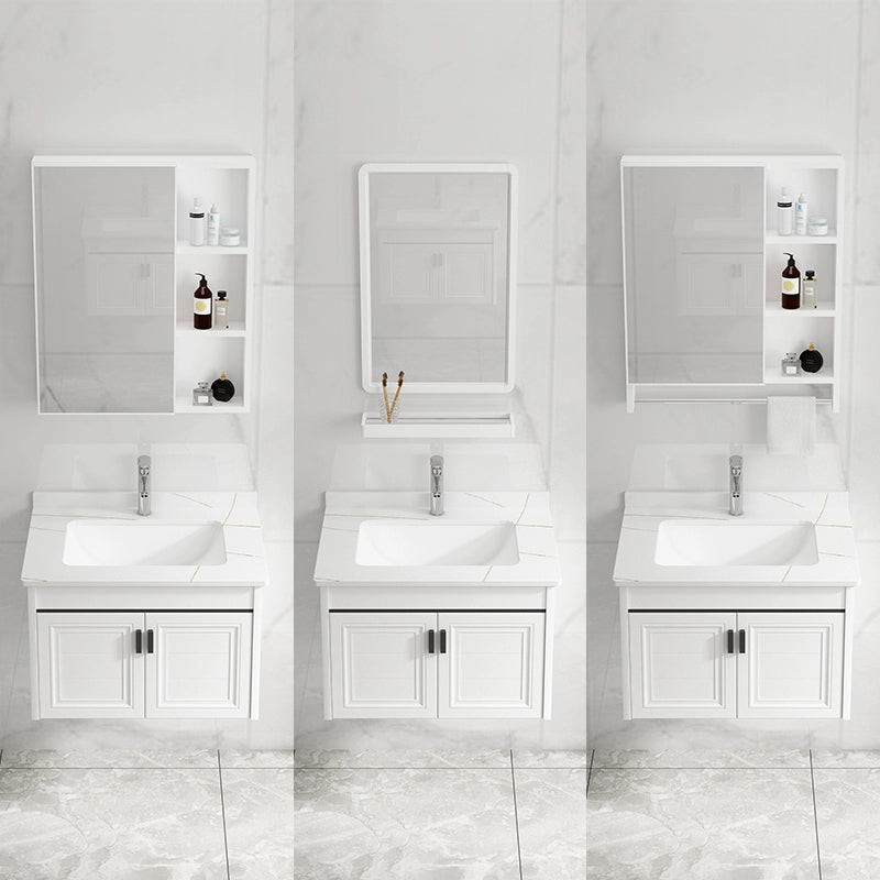 White Modern Single-Sink Wall Mount Open Console with Sink Set Clearhalo 'Bathroom Remodel & Bathroom Fixtures' 'Bathroom Vanities' 'bathroom_vanities' 'Home Improvement' 'home_improvement' 'home_improvement_bathroom_vanities' 8216685