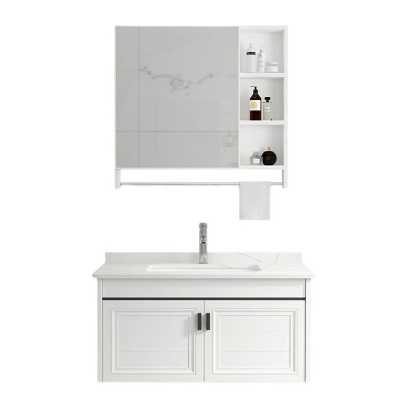 White Modern Single-Sink Wall Mount Open Console with Sink Set Clearhalo 'Bathroom Remodel & Bathroom Fixtures' 'Bathroom Vanities' 'bathroom_vanities' 'Home Improvement' 'home_improvement' 'home_improvement_bathroom_vanities' 8216688