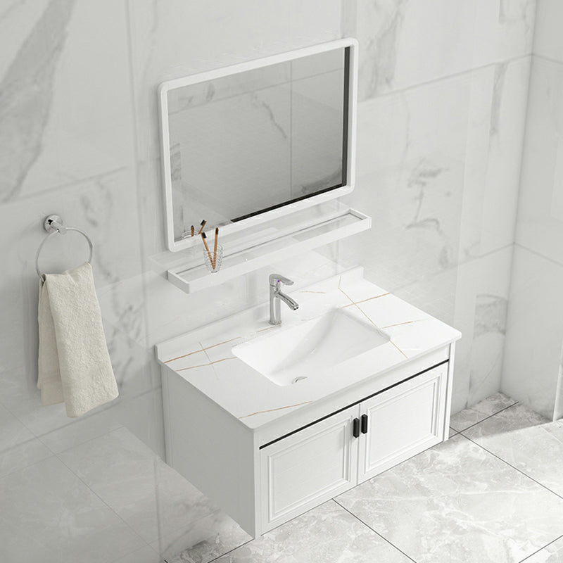 White Modern Single-Sink Wall Mount Open Console with Sink Set Vanity & Faucet & Mirrors Towel Bar Not Included Clearhalo 'Bathroom Remodel & Bathroom Fixtures' 'Bathroom Vanities' 'bathroom_vanities' 'Home Improvement' 'home_improvement' 'home_improvement_bathroom_vanities' 8216689