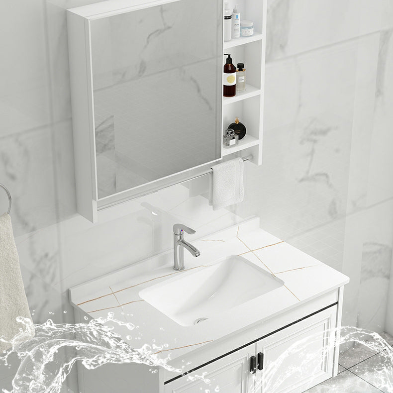 White Modern Single-Sink Wall Mount Open Console with Sink Set Clearhalo 'Bathroom Remodel & Bathroom Fixtures' 'Bathroom Vanities' 'bathroom_vanities' 'Home Improvement' 'home_improvement' 'home_improvement_bathroom_vanities' 8216690
