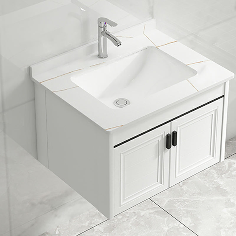 White Modern Single-Sink Wall Mount Open Console with Sink Set Vanity & Faucet 23.6"L x 18.5"W x 18.1"H Towel Bar Not Included Clearhalo 'Bathroom Remodel & Bathroom Fixtures' 'Bathroom Vanities' 'bathroom_vanities' 'Home Improvement' 'home_improvement' 'home_improvement_bathroom_vanities' 8216696