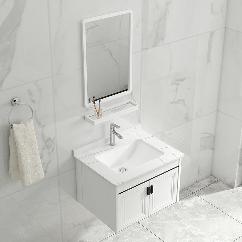 White Modern Single-Sink Wall Mount Open Console with Sink Set Clearhalo 'Bathroom Remodel & Bathroom Fixtures' 'Bathroom Vanities' 'bathroom_vanities' 'Home Improvement' 'home_improvement' 'home_improvement_bathroom_vanities' 8216698