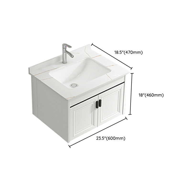 White Modern Single-Sink Wall Mount Open Console with Sink Set Clearhalo 'Bathroom Remodel & Bathroom Fixtures' 'Bathroom Vanities' 'bathroom_vanities' 'Home Improvement' 'home_improvement' 'home_improvement_bathroom_vanities' 8216704