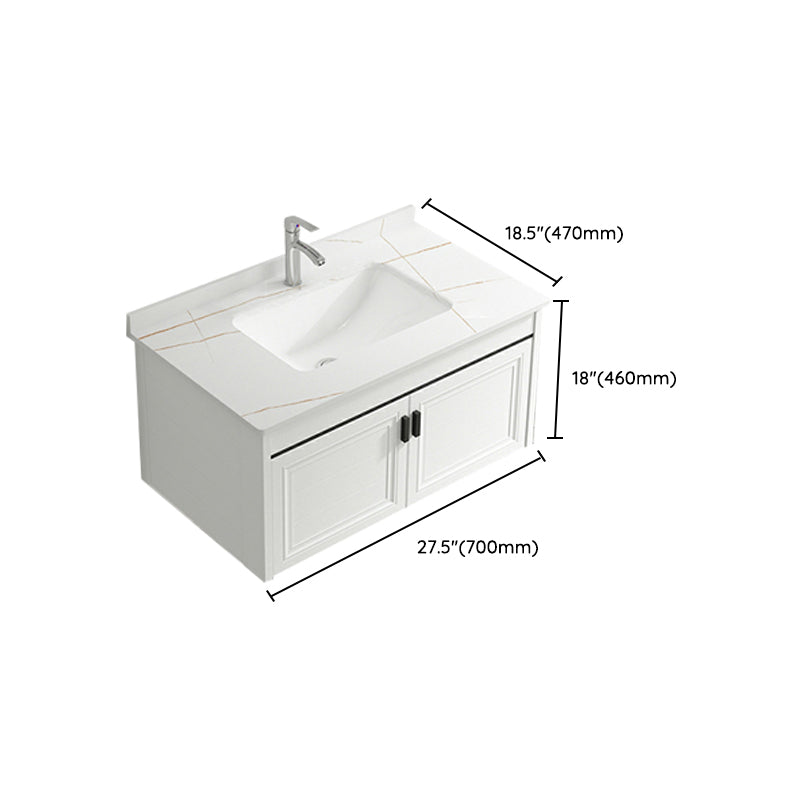 White Modern Single-Sink Wall Mount Open Console with Sink Set Clearhalo 'Bathroom Remodel & Bathroom Fixtures' 'Bathroom Vanities' 'bathroom_vanities' 'Home Improvement' 'home_improvement' 'home_improvement_bathroom_vanities' 8216705