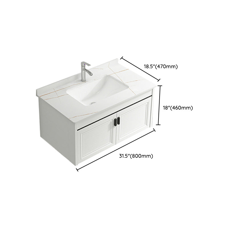 White Modern Single-Sink Wall Mount Open Console with Sink Set Clearhalo 'Bathroom Remodel & Bathroom Fixtures' 'Bathroom Vanities' 'bathroom_vanities' 'Home Improvement' 'home_improvement' 'home_improvement_bathroom_vanities' 8216706